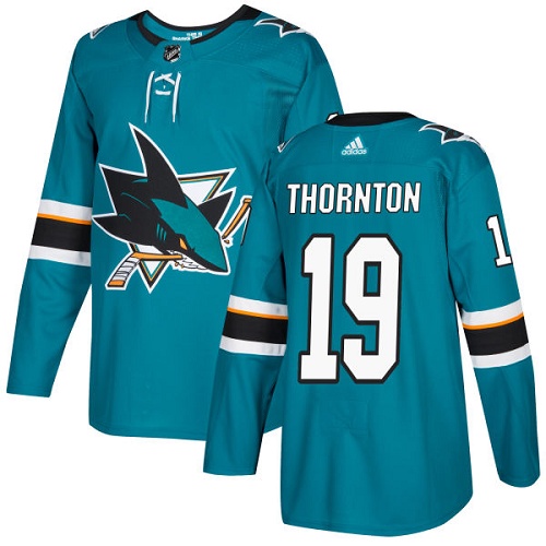 Adidas San Jose Sharks 19 Joe Thornton Teal Home Authentic Stitched Youth NHL Jersey